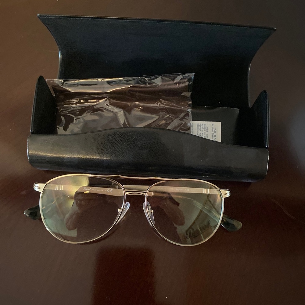 Persol 2453-V 514 1076 Silver Gold Persol  Eyeglasses Metal Frames case, cloth